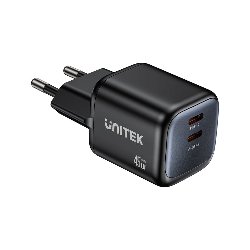 X GAN 45W Mains Charger 2x USB-C PD QC 2