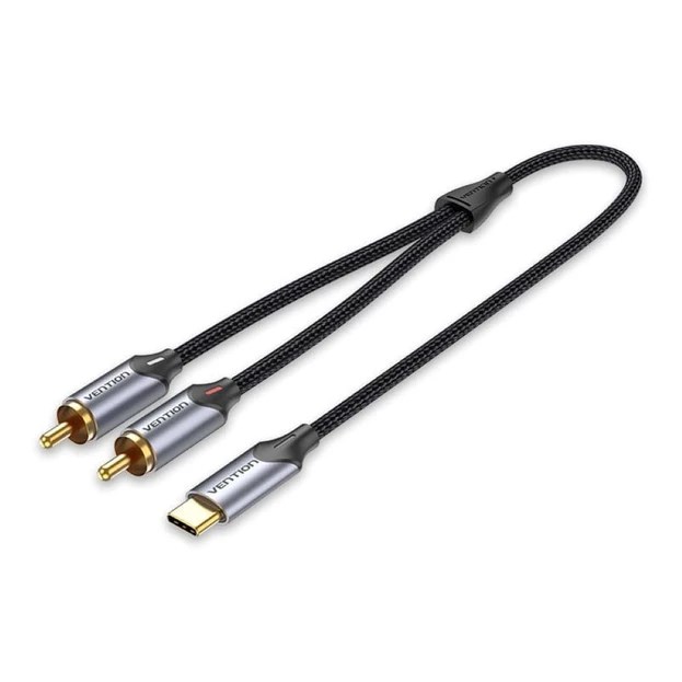 Vention BGUHF audio cable 1 m 2 x RCA USB Type-C Black