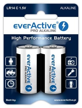 Alkaline Batteries EverActive Pro Alkaline LR14 C - Blister Card - 2 Pieces