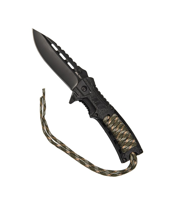 Mil-Tec Paracord Folding Knife With Flintlock - Camo