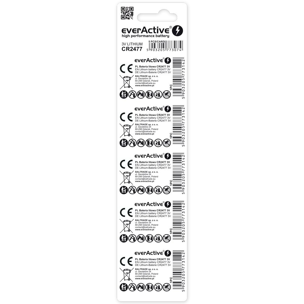 Lithium Battery EverActive CR2477 - Blister 5 Pcs.