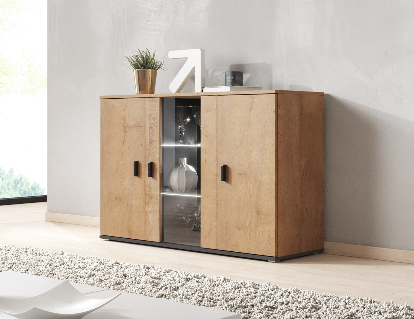 Cama Sideboard 120 Cm SOHO S7 Lefkas Oak/Black