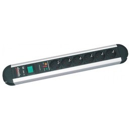 BACHMANN PRIMO Steckdosenleiste 6x Safety Contact Berspannungsschutz Aluminium,Schalter 1,75m