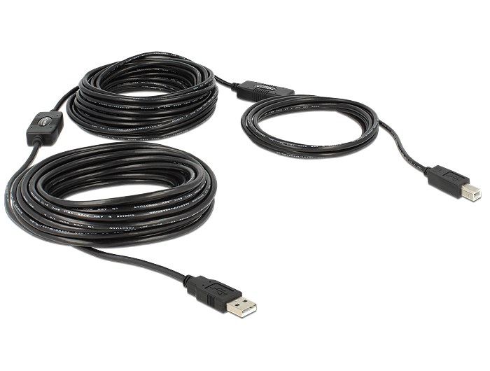DeLOCK 20m, USB2.0-A - USB2.0-B USB cable USB A USB B 0.48 Gbit/s Black