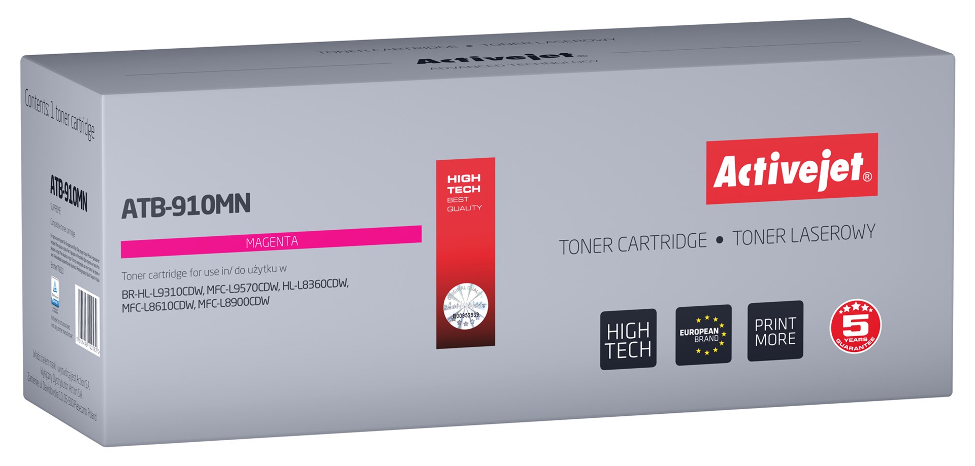 Activejet toner ATB-910MN (replacement Brother TN-910M; Supreme; 9000 pages; purple)
