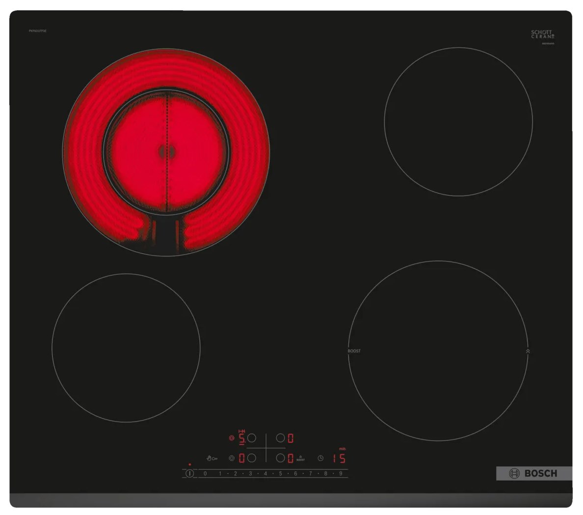 Bosch PKF631FP3E Hob Black Built-In 60 Cm Ceramic Hob 4 Zone(S)