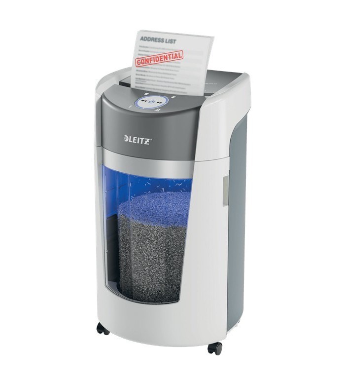 Leitz IQ OptiMax Office Micro Cut Paper Shredder Security P5 35L - White