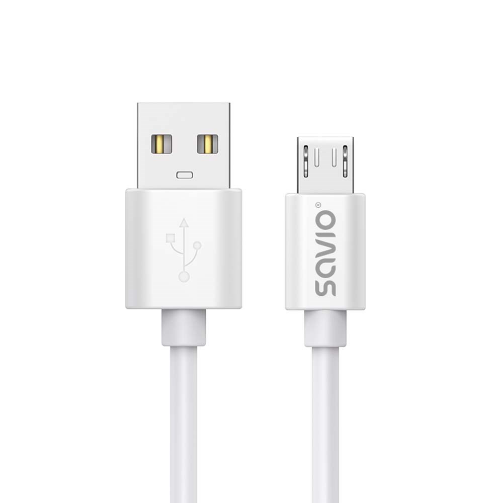 Savio 3 m USB 2.0 USB A - Micro USB White CL-167 USB cable Micro-USB A