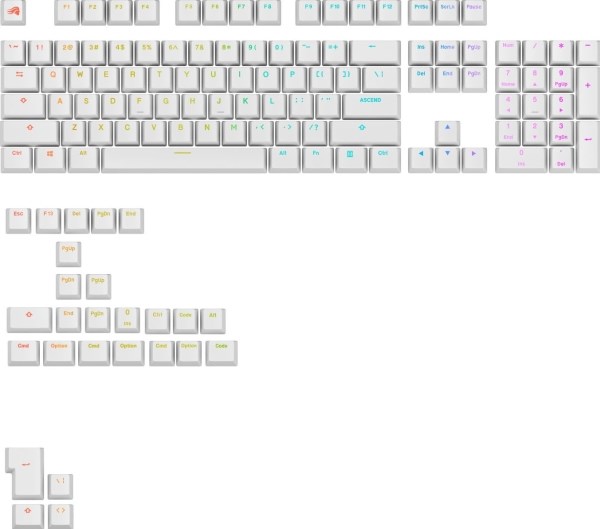 Glorious GPBT Backlit Keycaps ANSI Layout (US) PBT Dye-Sub - White