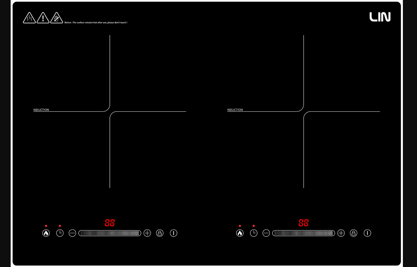 Induction Hob LIN LI2H-180 Cable With Plug 1.2m 3200 W