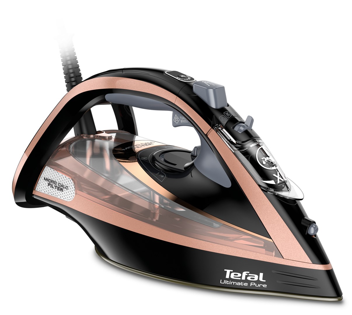 Tefal Ultimate Pure FV9845 Dry & Steam iron Durilium Autoclean soleplate 3100 W Black, Copper