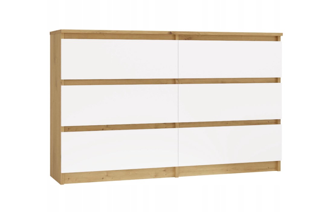 M6 MALWA CHEST OF DRAWERS 120 CM 6 DRAWERS OAK ARTISAN/WHITE