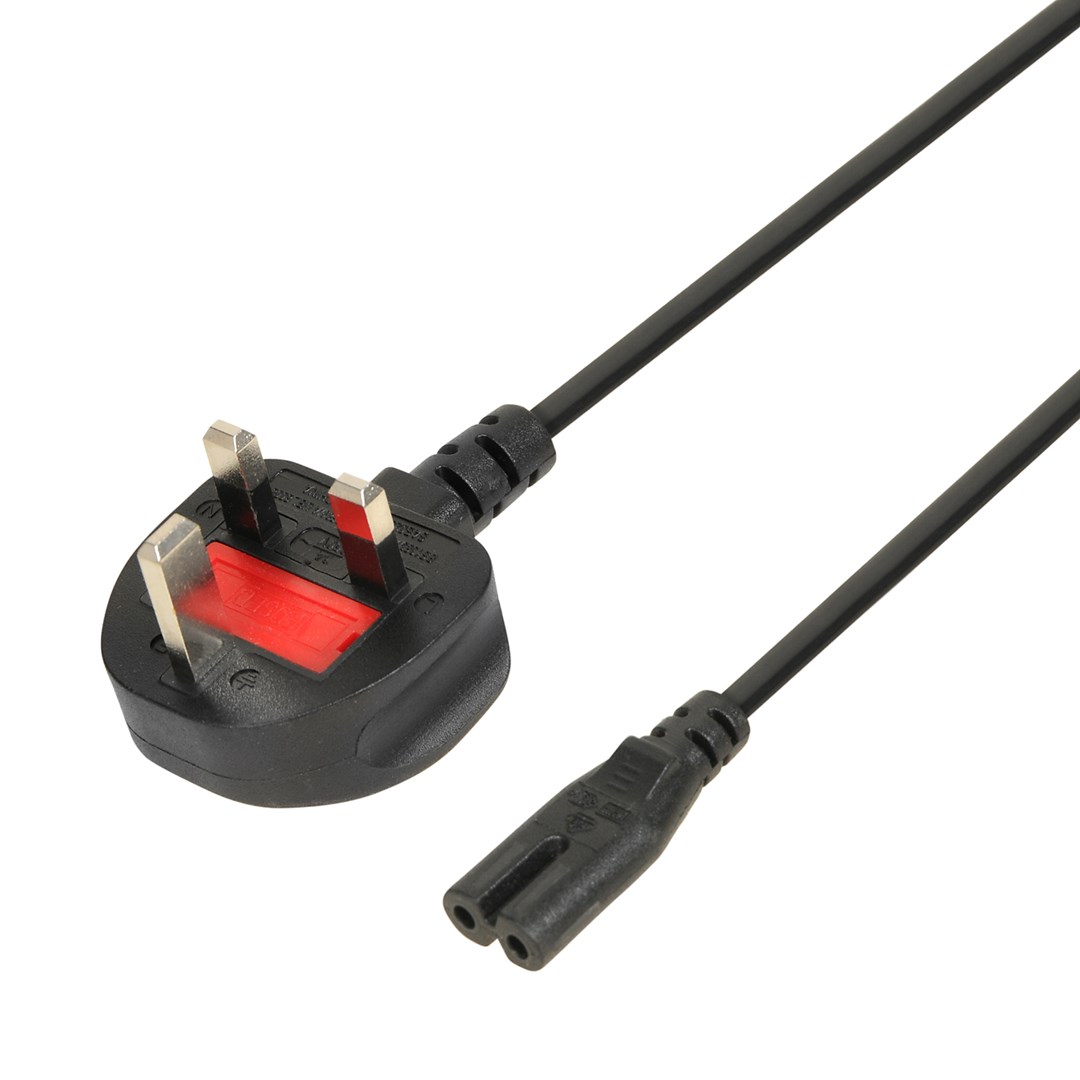IBOX Euro 2-PIN Power Cable Audio-RTV VDE 1.8m UK Plug