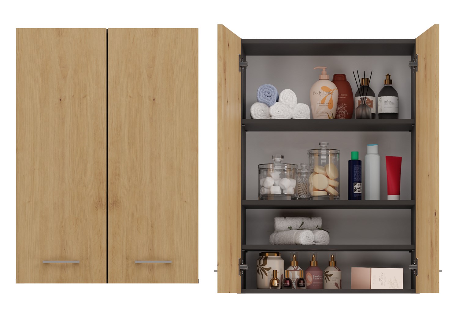 Topeshop POLA MINI DD ANT/ART Bathroom Storage Cabinet Graphite Oak