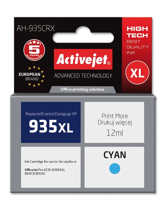 Activejet AH-935CRX ink (replacement for HP 935XL C2P24AE; Premium; 12 ml; cyan)
