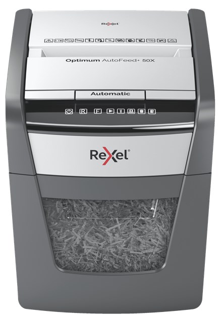 Rexel Optimum AutoFeed+ 50X Automatic Cross Cut Paper Shredder P4