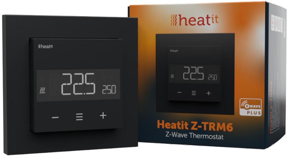 Termostat Heatit Z-TRM6 Black Matt Z-Wave Thermostat 3600W 16A 868 4 Mhz