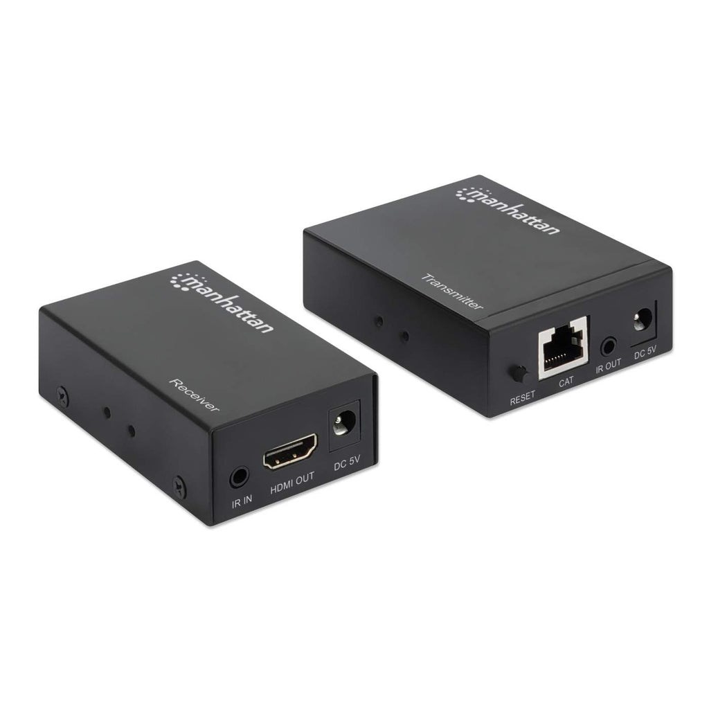 Manhattan HDMI 1080p over Ethernet Extender Kit, Up to 50m with Single Cat6 Cable, Tx & Rx Modules, IR Support, Three Year Warranty