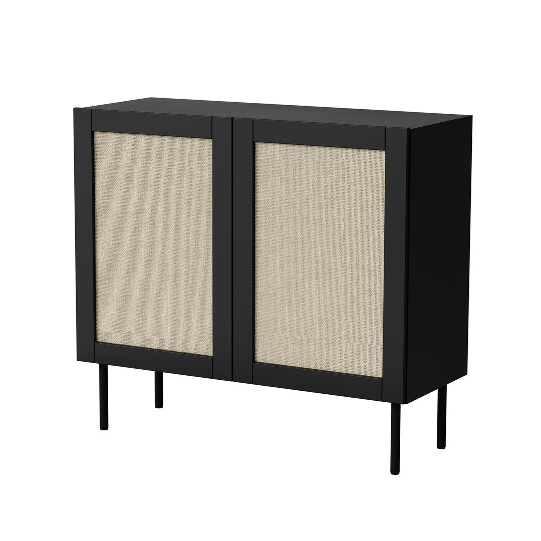 JUTA 2D Chest Of Drawers 100x39.5x90 Black Linol Calabria