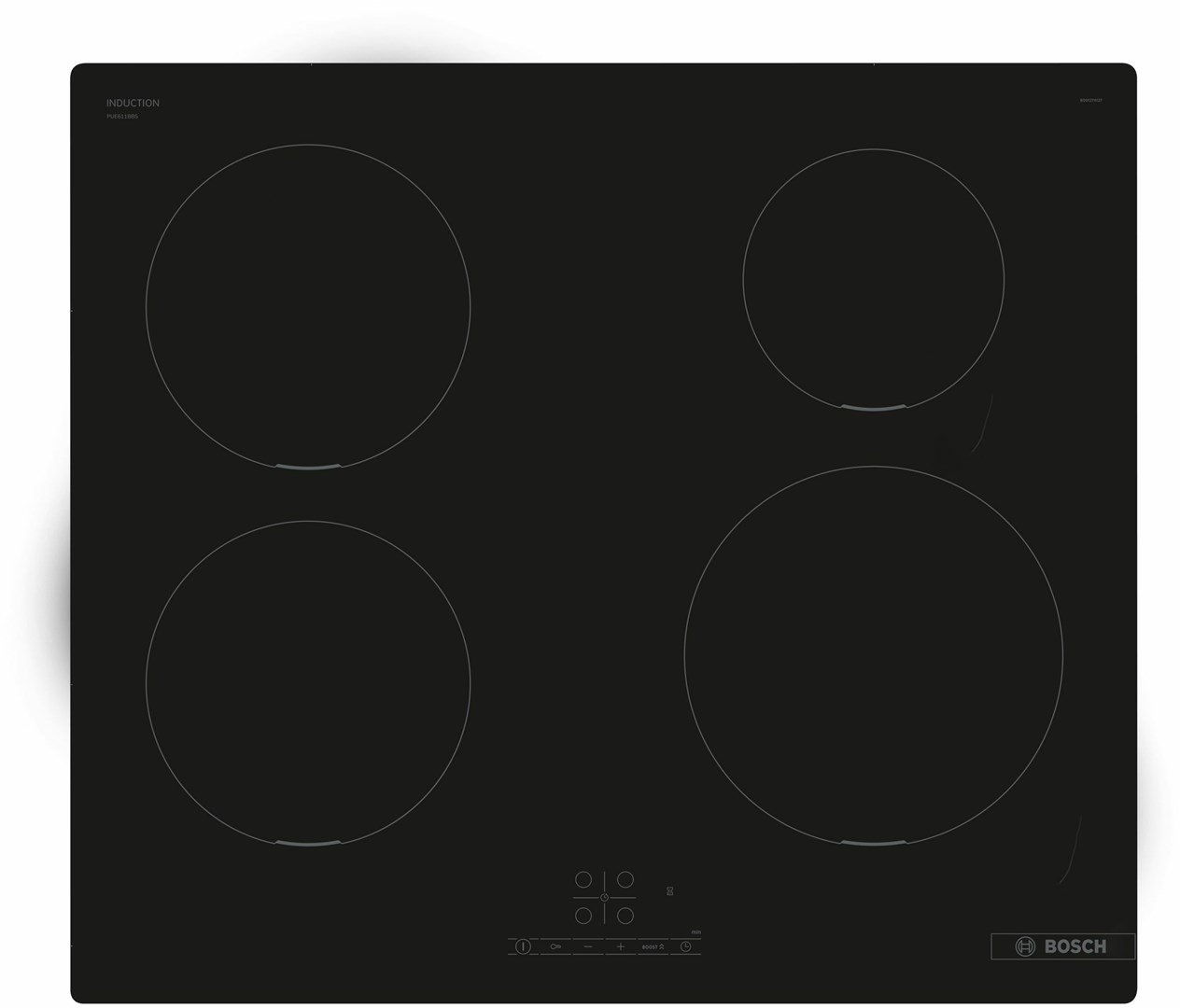 Bosch Serie 4 PUE611BB5E Hob Black Built-In 60 Cm Zone Induction Hob 4 Zone(S)