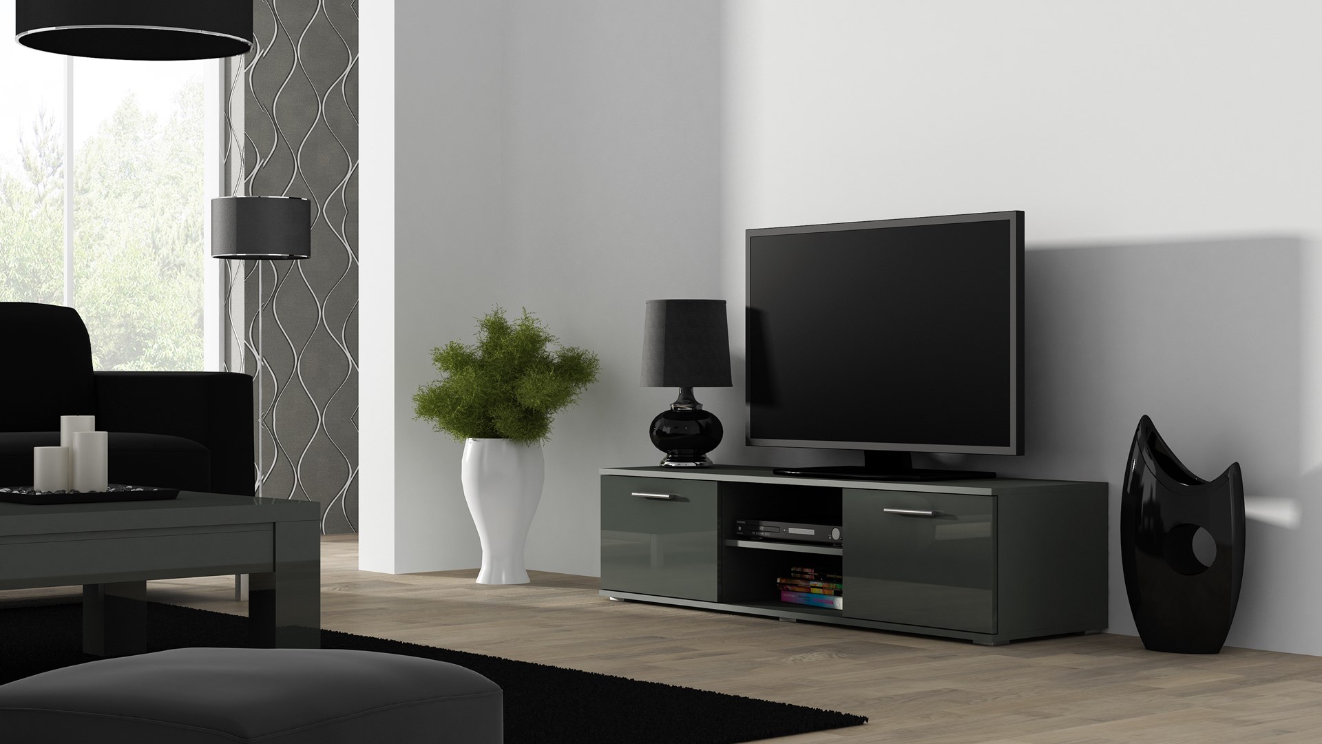 Cama TV Stand SOHO 140 Grey/Grey Gloss