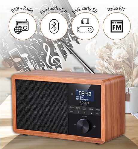 Adler AD 1184 Radio Portable Digital Black Wood