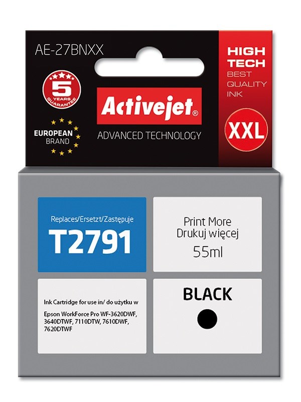 Activejet AE-27BNXX ink (replacement for Epson 27XXL T2791; Supreme; 55 ml; black)