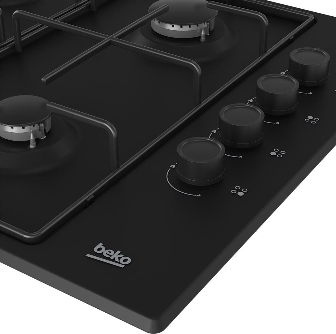 Beko HIBG64120SB 60cm Gas Hob with Side Knob Controls