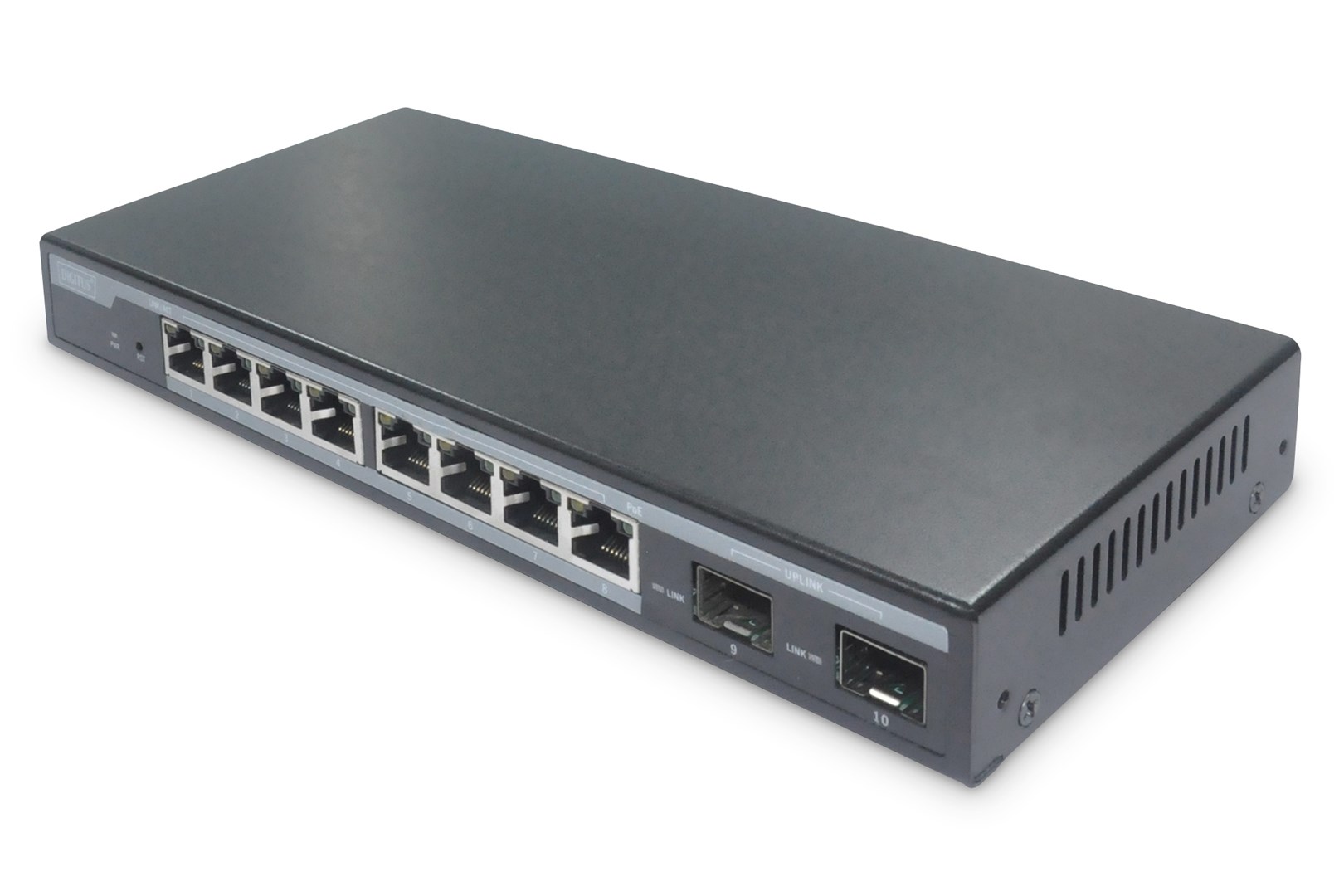 8-Port Gigabit PoE Networkswitch, Desktop, L2 managed, 2 Uplinkports, SFP, 86 W, af/at