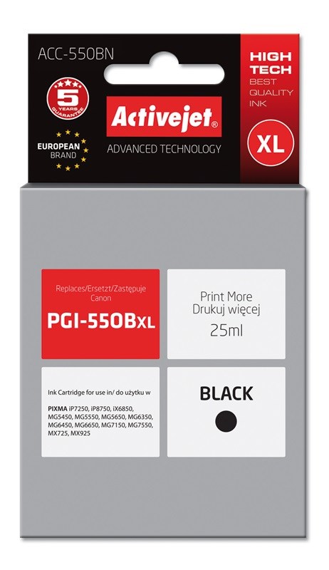 Activejet ACC-550BN ink (replacement for Canon PGI-550Bk; Supreme; 25 ml; black)