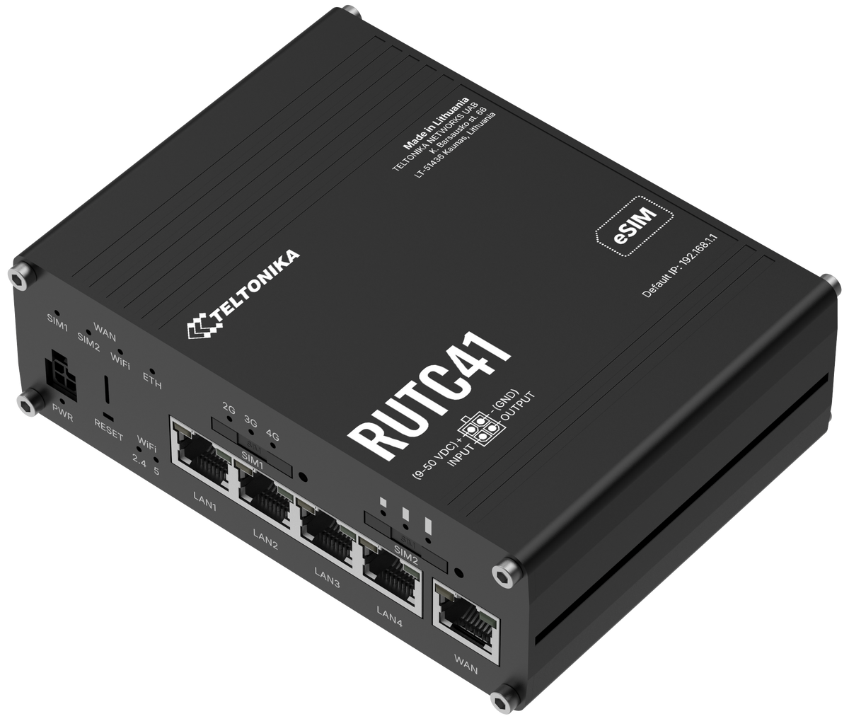 Teltonika RUTC41 wireless router Gigabit Ethernet Dual-band (2.4 GHz / 5 GHz) 5G Black