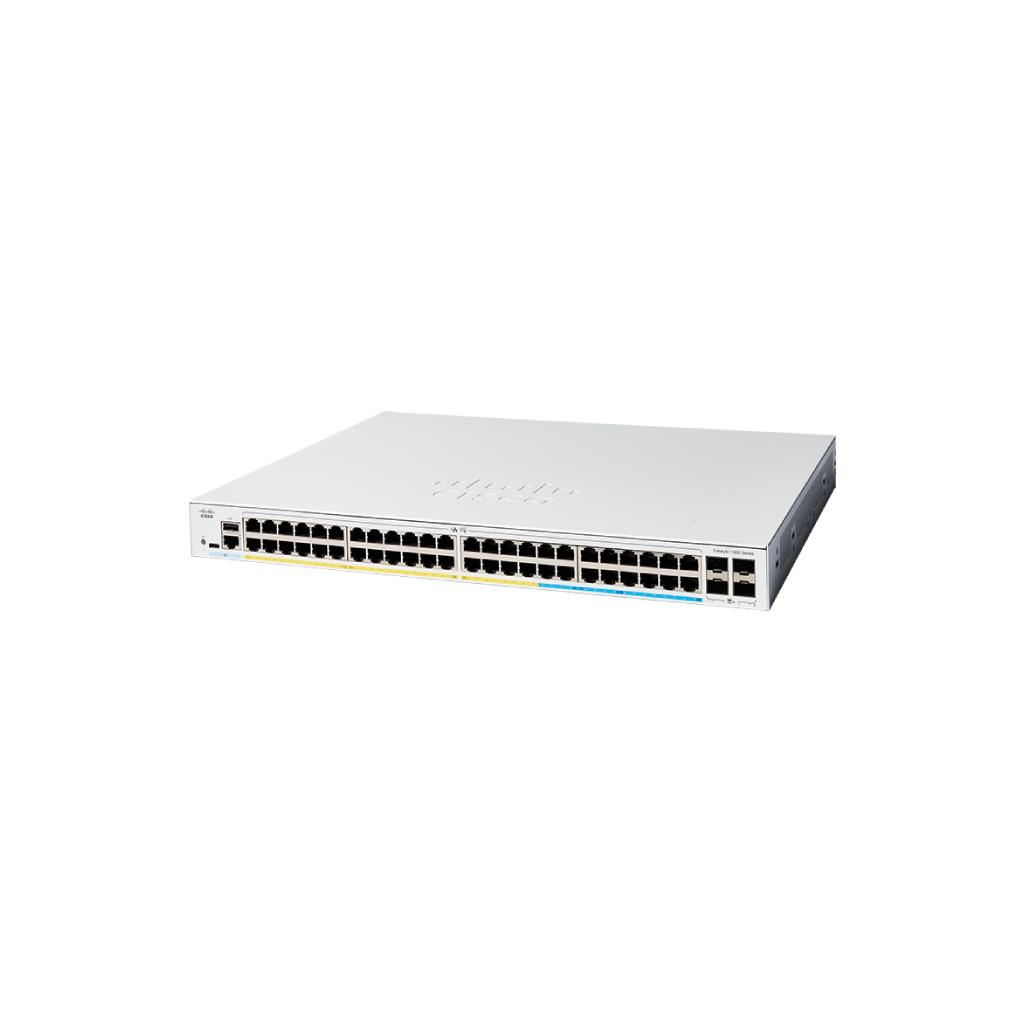 Cisco Catalyst 1300-48P-4X Managed Switch, 48 Port GE, PoE, 4x10GE SFP+, Limited Lifetime Protection (C1300-48P-4X)
