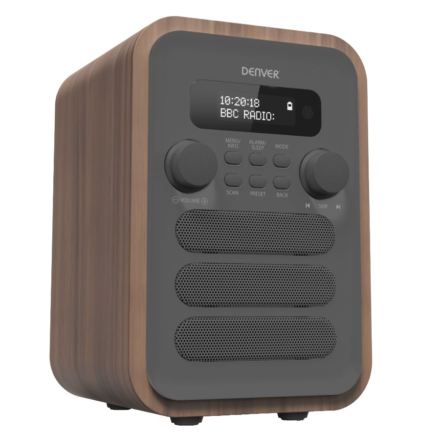 Denver DAB-48GREY Radio Personal Digital Grey Wood