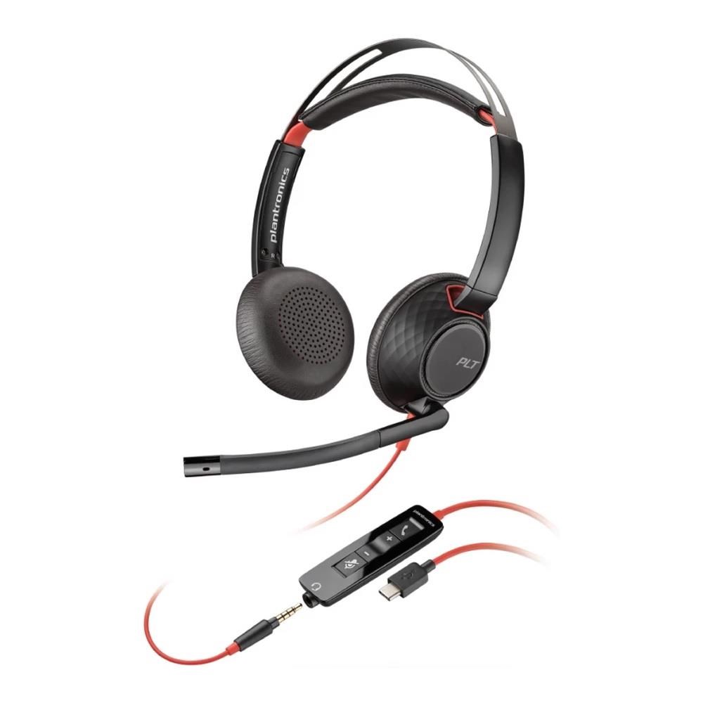 HP Poly Blackwire 5220 Stereo USB-C Headset +3.5mm Plug +USB-C/A Adapter (Bulk)