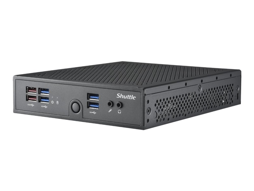 Shuttle XPC slim Barebone DS50U, Intel Celeron 7305, 2x LAN (1x 2.5Gbit ,1x 1Gbit), 1xCOM,1xHDMI,1xDP, 1x VGA, fanless, 24/7 permanent operation