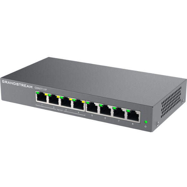 Grandstream Networks GWN7711P network switch Managed L2 Gigabit Ethernet (10/100/1000) Power over Ethernet (PoE) Desktop/Wall-Mounting Grey