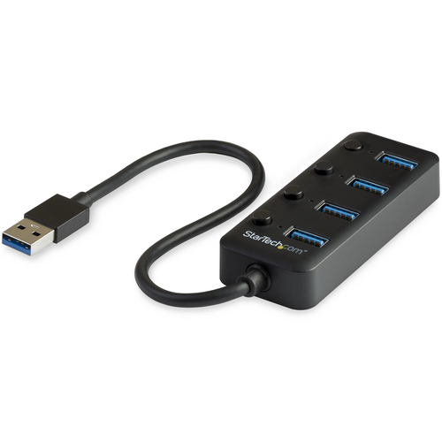 StarTech.com 4 Port Bus Powered USB Hub with Individual On/Off Switches, USB 3.0 (5Gbps) Expansion Hub, Desktop/Laptop USB-A to USB-A Splitter