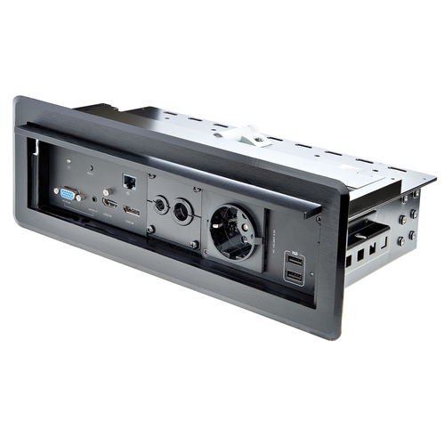 StarTech.com Conference Table Box for AV Connectivity & Power/Charging - 4K HDMI output with HDMI, DP, & VGA Inputs, GbE, Audio - Charging Station w/ 2x USB-A & 1x CE Certified EU Plug