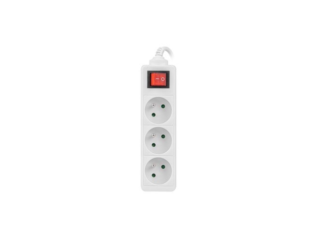 LANBERG POWER STRIP 3M WHITE 3X 230V PL WITH SWITCH