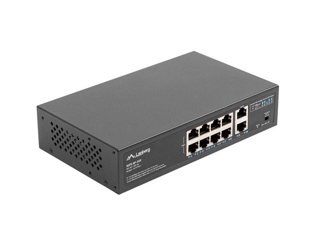 Lanberg RSFE-8P-2GE-120 network switch Unmanaged Gigabit Ethernet (10/100/1000) Power over Ethernet (PoE) 1U Black