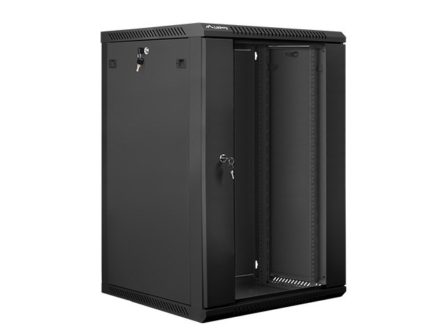 Lanberg WF01-6618-10B rack cabinet 18U Wall mounted rack Black