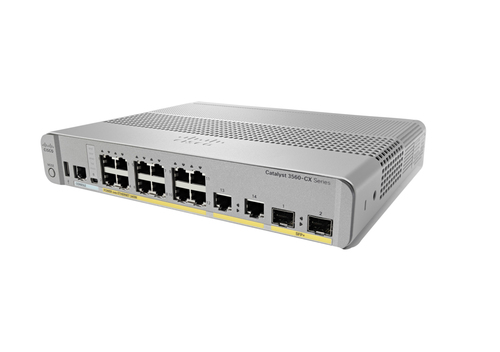 Cisco Catalyst 3560CX-12PD-S Network Switch, 12 Gigabit Ethernet Ports, 12 PoE+ Outputs, 240W PoE Budget, two 10 G SFP+ and two 1 G Copper Uplinks, Enhanced Limited Lifetime Warranty (WS-C3560CX-12PD-S)