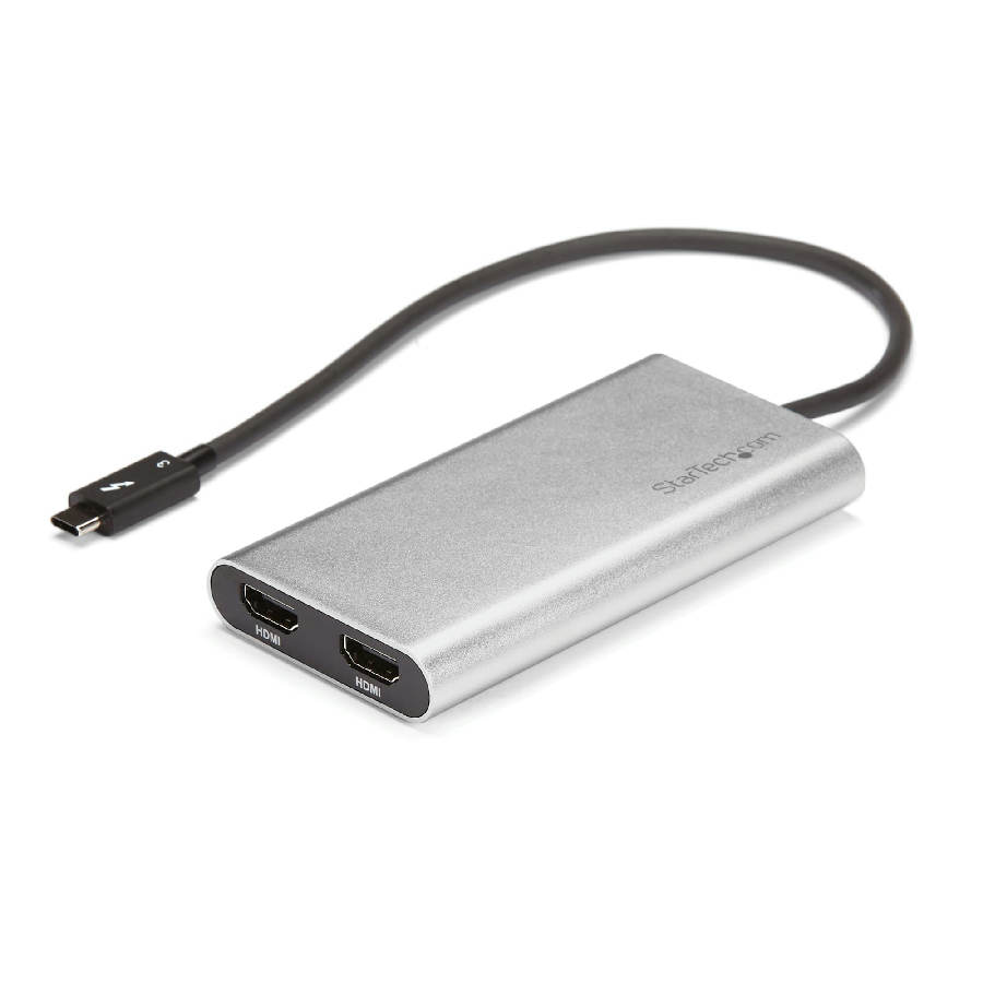 StarTech.com Thunderbolt to Dual HDMI 2.0 Adapter, Dual 4K 60Hz Thunderbolt to HDMI Converter, 2x HDMI Monitor Video Display Adapter, Thunderbolt Certified - Mac & Windows