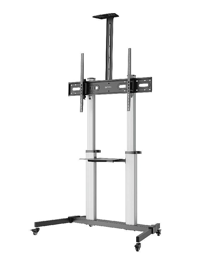 Manhattan Trolley Mount Stand for TV & Monitors, For screens: 37" to 100",VESA compatibility:all between 200x200 to 1000x600mm -check the dimensions of the four mounting holes on back of screen to ensure it fits,Max 80kg,Height adjustable 1200 to 1600mm,LFD,Bracket