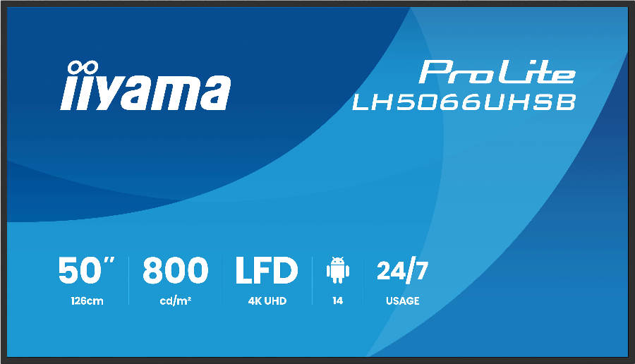 iiyama LH5066UHSB-B1AG Signage Display 127 cm (50") LCD Wi-Fi 800 cd/m² 4K Ultra HD Built-in processor Android 24/7