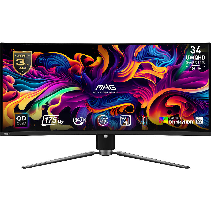 MSI MAG 341CQP QD-OLED computer monitor 86.4 cm (34") 3440 x 1440 pixels UltraWide Quad HD Black