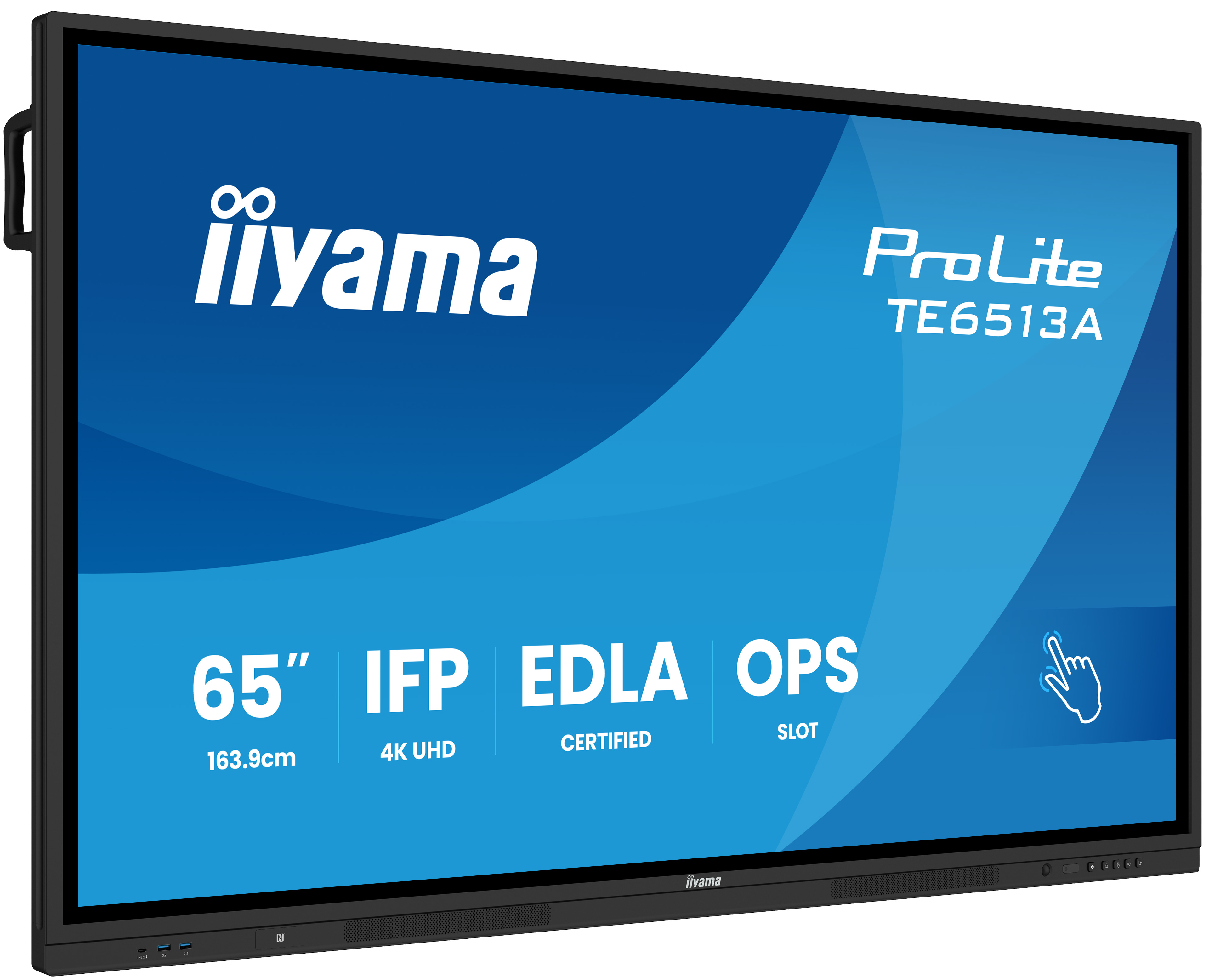 iiyama TE6513A-B2AG Signage Display Interactive flat panel 163.8 cm (64.5") Wi-Fi 500 cd/m² 4K Ultra HD Black Touchscreen Built-in processor Android 24/7