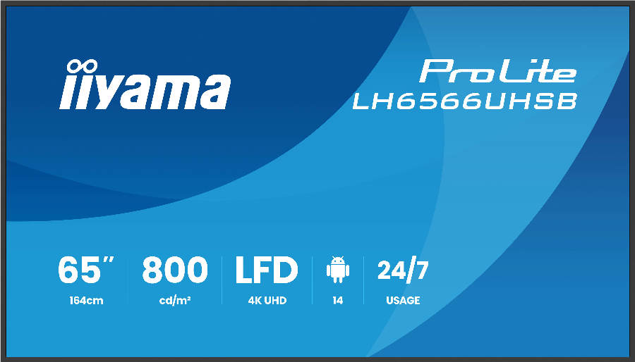 iiyama LH6566UHSB-B1AG Signage Display 165.1 cm (65") LCD Wi-Fi 800 cd/m² 4K Ultra HD Built-in processor Android 24/7