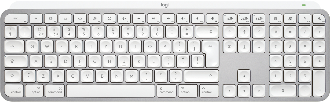 Logitech MX Keys S for Mac keyboard Office RF Wireless + Bluetooth QWERTY UK English Aluminium, White