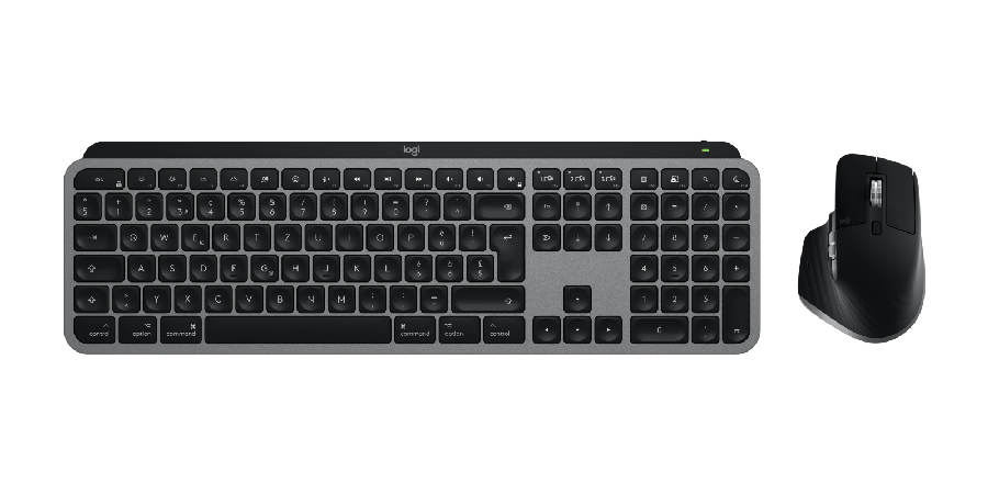 Logitech MX Keys S Combo for Mac keyboard Mouse included Home/Office RF Wireless + Bluetooth QWERTZ Swiss Aluminium, Black